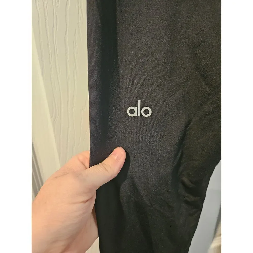 Alo Yoga Black Full Length Leggings with Working Drawstring Measures XS‎